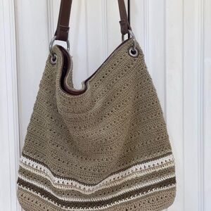 Elegant Tan Crochet Shoulder Bag